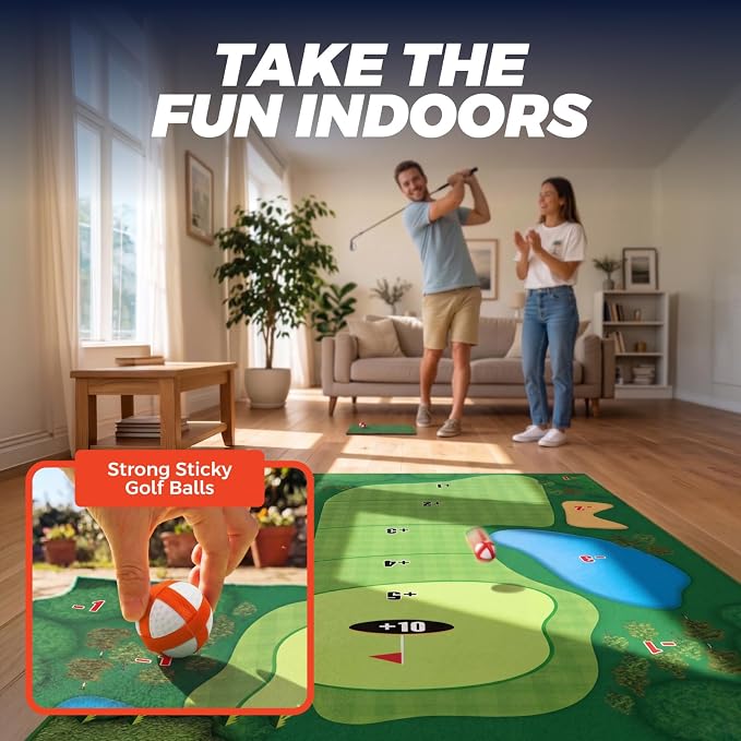 TOY Life Chipping Golf Game Mat Indoor Outdoor Games for Adults and Family Kids Outdoor Play Equipment Stick Chip Game Indoor Golf Set Backyard Games Outdoor Toys for Kids