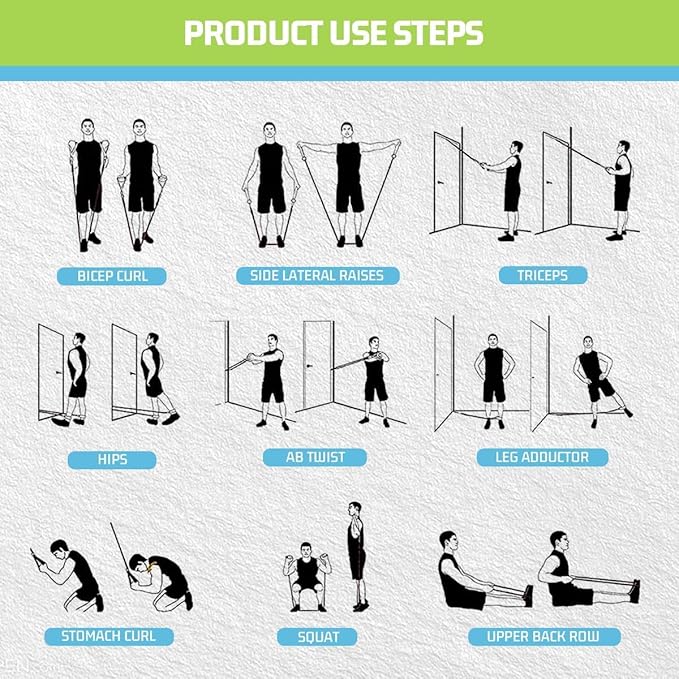 VEICK Resistance Bands Set, 10-150 LBS Stackable Exercise Bands with Handles, Ankle Straps & Door Anchor, Workout Bands for Home Gym, Yoga, Pilates, Physical Therapy for Men Women