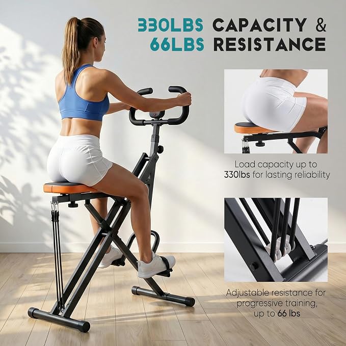 Simple Deluxe Squat Machine, 2 in 1 Squat Rowing Machine, Adjustable Resistance & 330LB Weight Capacity, Foldable Home Exercise Equipment, Glute& Leg Trainer Machine
