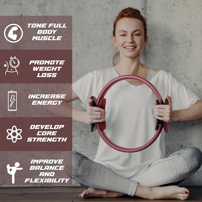 Syhood Pilates Ring 11. 81 Inch Pilates Circle Yoga Ring Magic Lightweight Flexible Workout Equipment for Fitness Physical Therapy Resistance Exercise Arms Legs