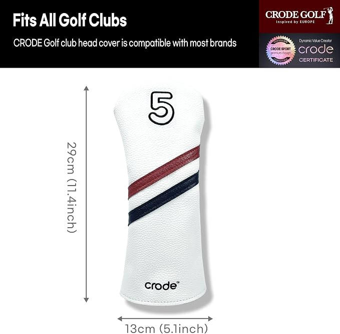 CRODE Golf Club Head Covers Premium Leather for Iron(9pcs/Set), Driver, Fairway Wood, Hybrid, Blade Putter, and Mallet Putter Cover Fit Most Brands