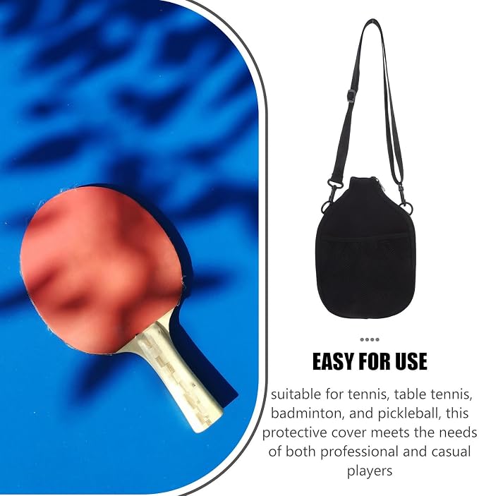 2pcs Waterproof Pickle Racket Bag with Neoprene and Oxford Cloth, Portable Wear-resistant Table Tennis and Tennis Racket Sleeve with Mesh Storage Bag and Shoulder Strap for Rainy