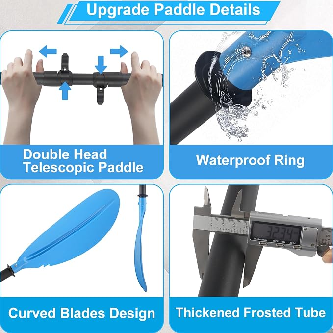 Kayak Paddle for Adults,70 to 95in Paddle Board Paddles Telescopic Frosted Pipe Shaft Kayaking Boating Canoeing with 1 Free Paddle Leash Double Oar Float Paddle Sturdy Durable