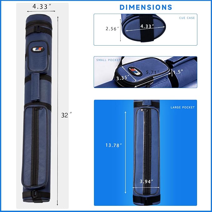 GSE Games & Sports Expert 2x2 Deluxe Hard Billiard Pool Cue Stick Carrying Case, Billiard Cue Case, Billiards Accessories (Several Colors Available)