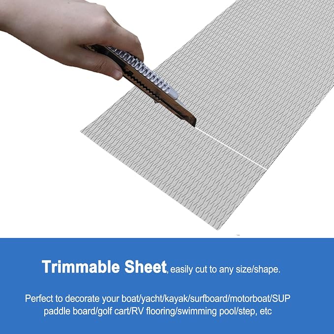 Hjdeck Boat Flooring EVA Foam Boat Decking Marine Carpet Non-Slip Decking Sheet Self-Adhesive Marine Flooring for Fishing Boat Kayak Yacht RV Swimming Pool Golf Cart 94.5"x23.6"/16.1"/11.8"