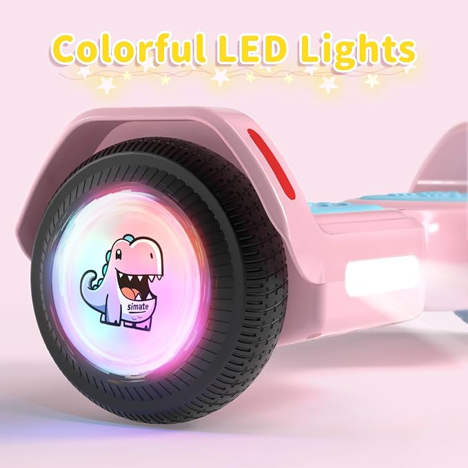 SIMATE 6.5" Bluetooth Scooter, LED Lights & APP & Music Speaker, Long Battery Life, Gifts for Kids & Adults & Girls & Boys, for All Ages