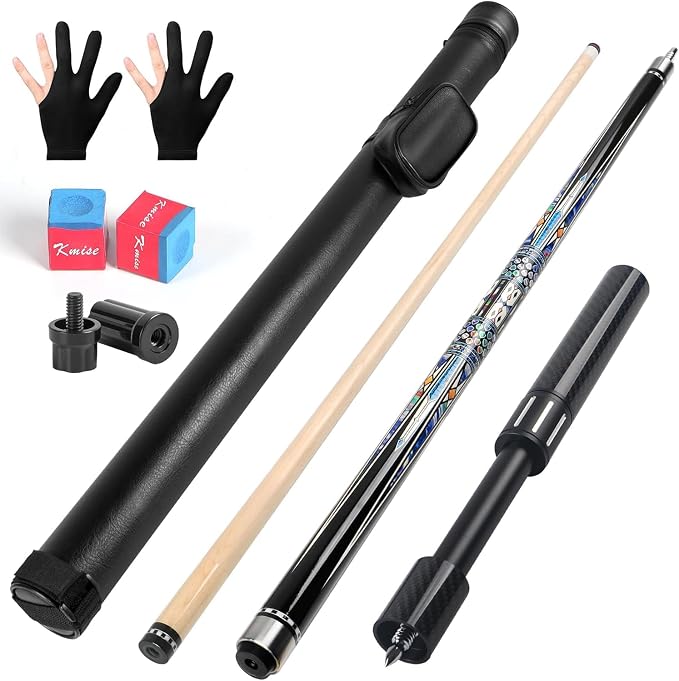 Kmise Professional Pool Cue Stick, 18 19 20oz Canadian Maple Cue Sticks, Low Deflection Shaft with Telescopic Extension Cue