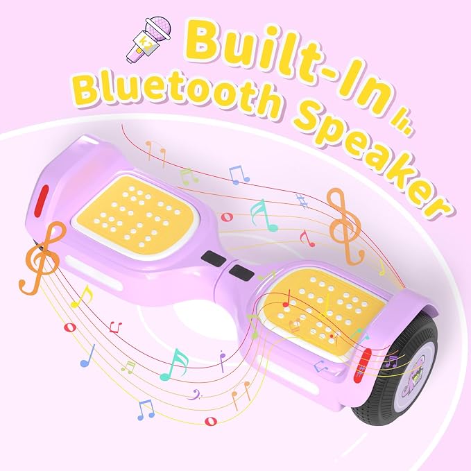 SIMATE 6.5" Bluetooth Scooter, LED Lights & APP & Music Speaker, Long Battery Life, Gifts for Kids & Adults & Girls & Boys, for All Ages