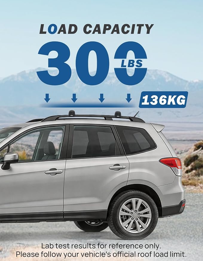 JOYTUTUS 300lbs Lockable Roof Rack Cross Bars Compatible with Subaru Forester 2014-2026 with Raised Side Rails (Not for Wilderness), Heavy Duty Aluminum Anti-Theft Roof Rails Crossbars Luggage Racks
