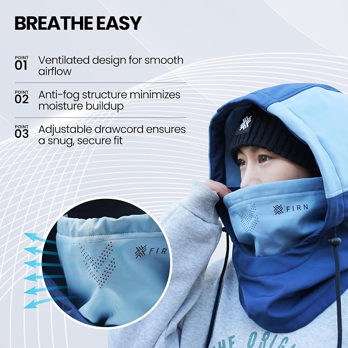 Hood Warmer Hood Neck Warmer Balaclava Face Mask for Skiing and Snowboarding Water-Repellent Windproof Helmet Compatible
