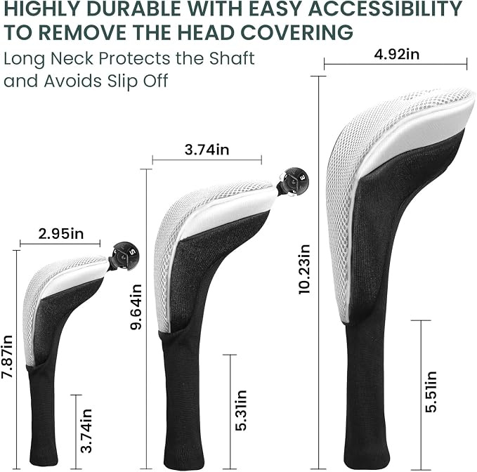 FINGER TEN Golf Club Head Covers Woods Driver Fairway Hybrid 3/4/5 Set, Headcovers Men 1 3 5 7 X Interchangeable Number Tag, Fit All Wood Clubs