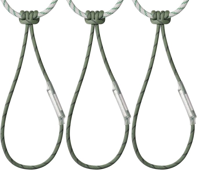 10mm Nylon Prusik Cord Pre-Sewn 24in Prusik Loop，22kN (4950lb) Sewn Eye-to-Eye Utility Cord for Arborist Tree Work, Rescue, Rappelling & Aerial Operations