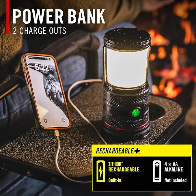 Coast EAL35R 1000 Lumen Voice-Controlled LED Emergency & Camping Area Lantern with Warm, Cool White, Day, Red & Red Flashing Mode, Power Bank Functionality - Ocean