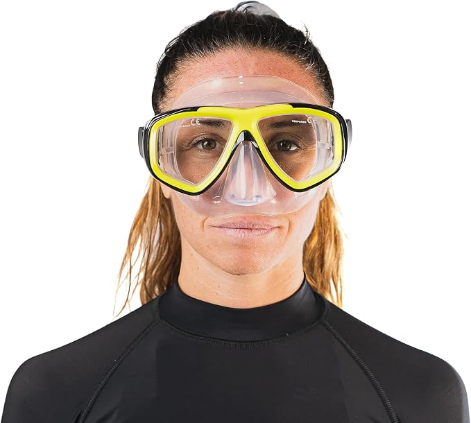 Bonassi Silicon Venture Pro Snorkel Combo with Reusable Bag - Anti-Fog Silicon Soft Mask, Snorkel with Purge Valve, Semi-Dry Top and Silicon Mouthpiece - Perfect for Diving and Snorkeling
