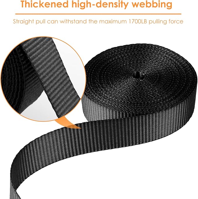 LIFERUN 10 Pack 1" x 20' Ratchet Straps Heavy Duty, 1760lbs Break Strength Endless Ratchet Strap, NO Hook, Tie Down Straps for Motorcycles, Goods, Luggage,Black