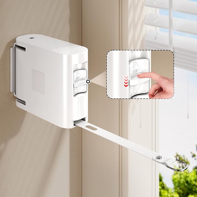 13.9 ft TPU Retractable Clothesline for Indoor & Outdoor – Heavy‑Duty Windproof Wall‑Mounted Drying Line with Separate Hanging Holes for Faster Drying, Ideal for Home, Balcony & Garden