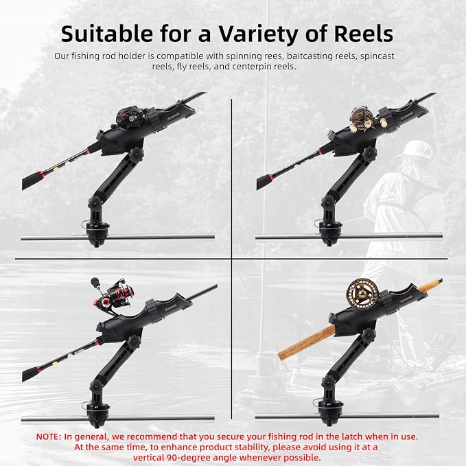Hitorhike Kayak & Boat Fishing Rod Holder Set with Extender – Universal Reel Compatibility, 360° Adjustable, Heavy-Duty Mounts