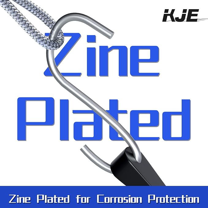 KJE 12Pack(21", 31") Rubber Bungee Cords with Adjustable Hooks - Quality EPDM, Heavy Duty Black Bungee Straps, Ideal for Outdoor Tie Downs, Securing Tarps, Canvases, Cargo in Cold Hot Climates