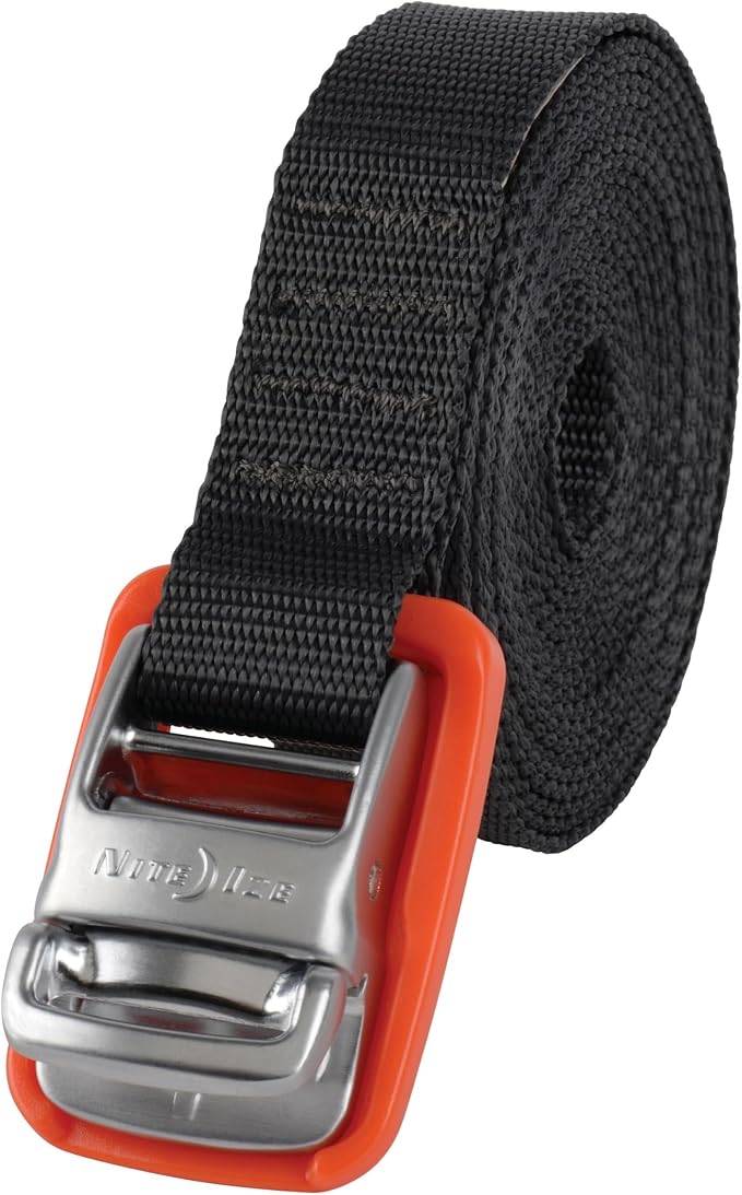 Nite Ize CamJam Tie Down Strap - Tie Down Ratchet Straps - Straps for Trucks & Cars - Tie Downs for Luggage & Gear - 12 ft Strap, Orange (Pack of 2)