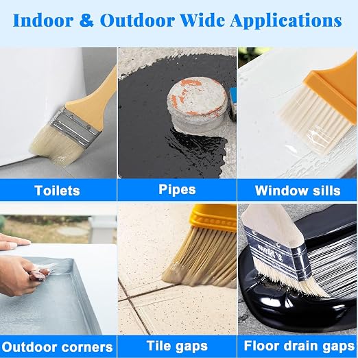 Invisible Waterproof Sealant & Transparent Coating - 70.6 oz Liquid Leak Repair for Roof, Walls, Bathroom, Kitchen | Indoor/Outdoor Use with 3 Brushes | Anti-Leakage & Crack Protection