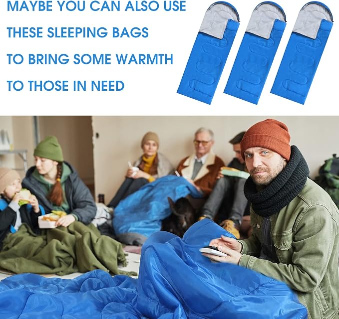 Macarrie 10 Pcs Bulk Sleeping Bags for Adults 0 Degree Waterproof Emergency Sleeping Bags with Compression Sack for Camping Hiking Backpacking Outdoor Activities