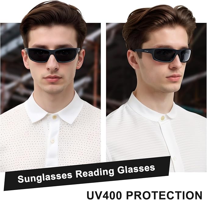 POLARKING Bifocal Reading Sunglasses for Men and Women,Wrap Around Sport Fishing Reader Sun Glasses UV Protection Eyewear