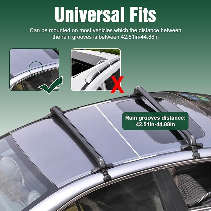 Universal Car Roof Rack w/Anti-Theft Lock, 43" Aluminum Alloy Heavy Duty Rooftop Cargo Carrier Luggage Holders Brackets Cross Bars w/ 165LBS Capacity for Kayaks Surfboards Bikes Baskets Tools