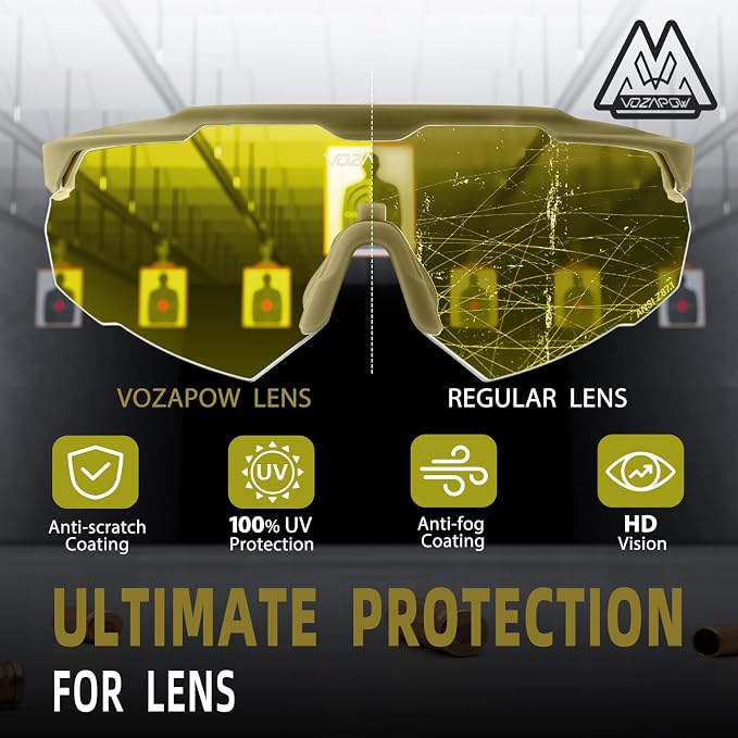 Shooting Glasses Anti Fog with High Definition Lenses, ANSI Z87+ Certified Tactical Safety Glasses for Men Women