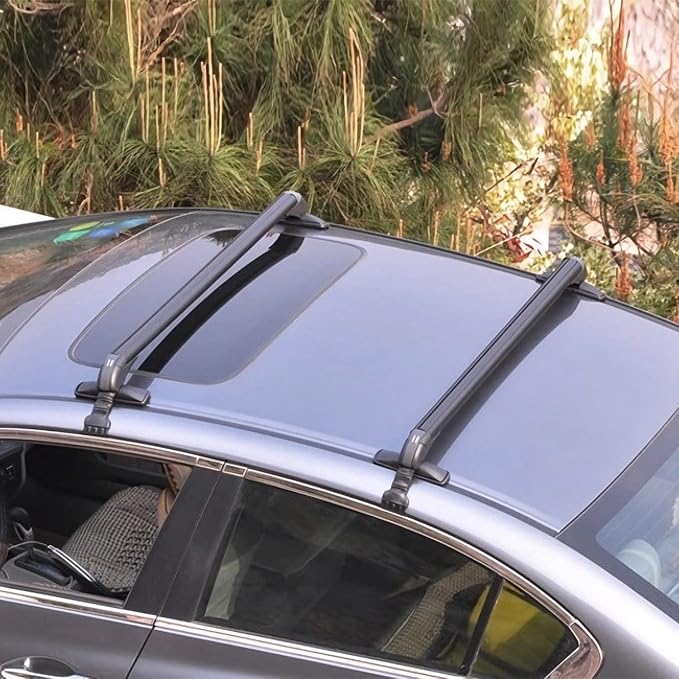 Universal Roof Rack Crossbars, 43" Aluminum Crossbars with Anti-Theft Lock Adjustable Window Frame for Car Without Side Rails for Bike Kayak Cargo Luggage, 165LBS Capacity Black