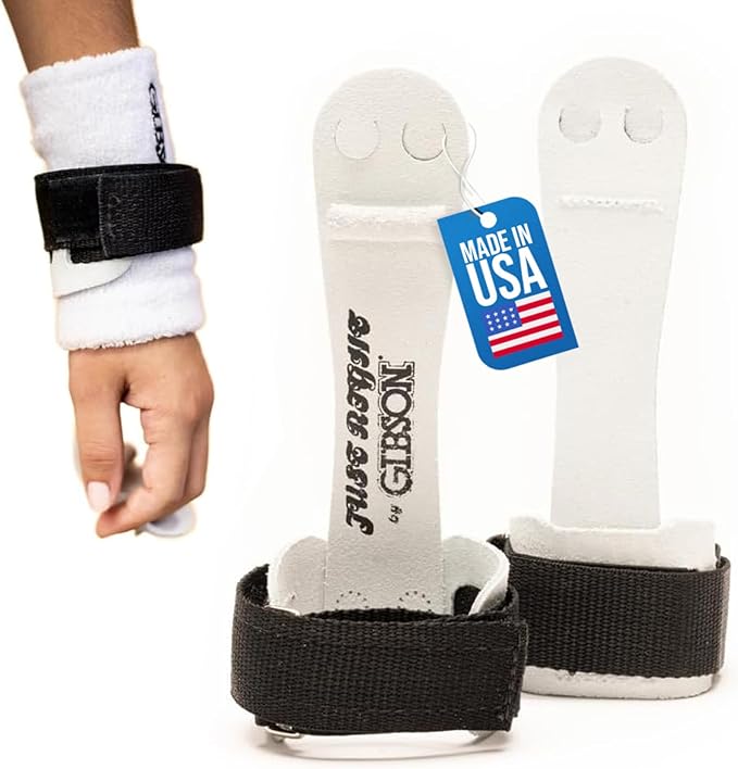 Gibson Athletic Just Right Uneven Bar Gymnastics Grips for Girls - Narrow Fit Leather Hand Grips for Gymnastics Bars - Gymnastics Equipment & Accessories, Made in USA
