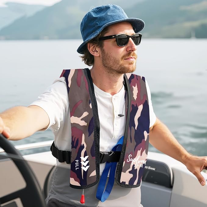 Adult Inflatable Life Jacket/Kayak Buoyancy Vest | Fishing Sailboat PFD Thin Weight Suitable for up to 330 pounds