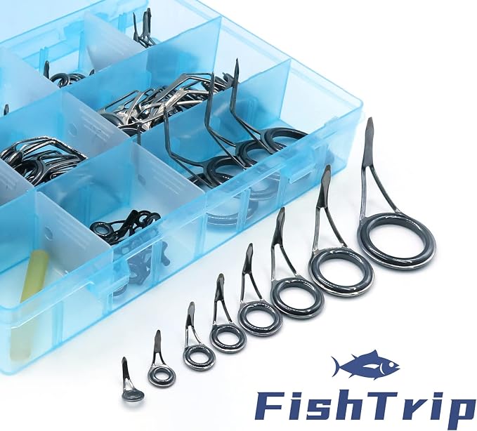 FishTrip Rod Repair Kit 40&85pcs Fishing Rod Tip Guide Repair kit Single Leg Ceramic Ring Fishing Pole Eyelets Replacement Kit