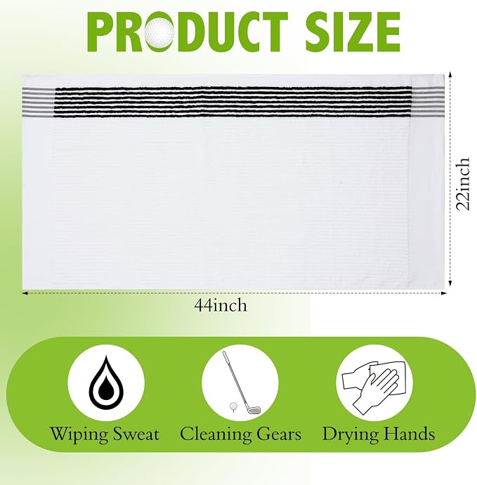 Buryeah Golf Towel 22 x 44 Inch Cotton Golf Caddy Towel Camping Large for Caddies Golfers Tour Players Club with Stripe