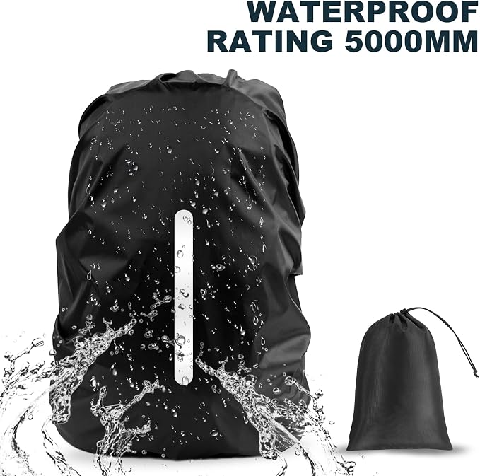 LAMA 2 Pack Waterproof Rain Cover for Backpack, Reflective Rainproof Protector for Anti-Dust and Anti-Theft, S Size (for 18L-25L Backpack), 2 Pcs Black