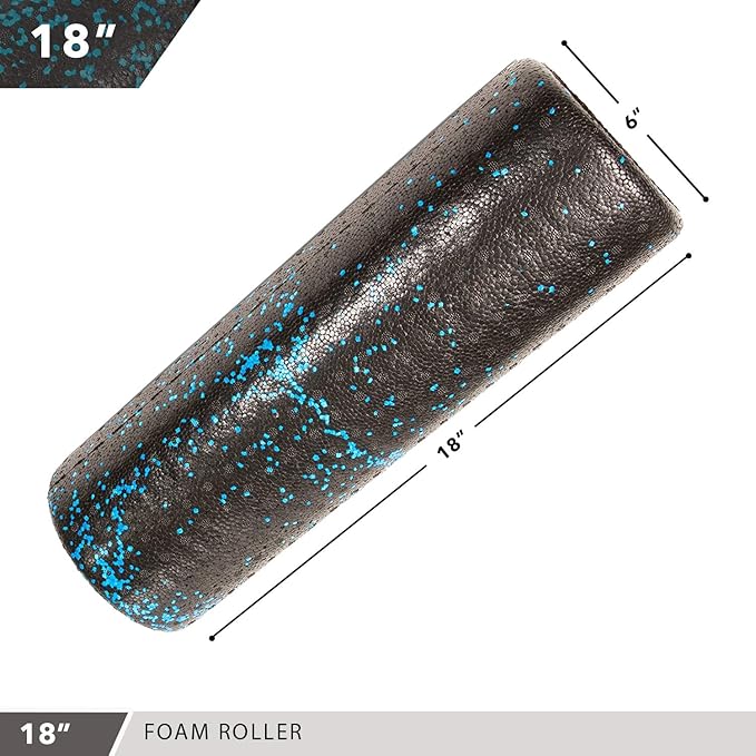 Day 1 Fitness High Density Muscle Foam Rollers - Sports Massage Rollers for Stretching, Physical Therapy, Deep Tissue, Myofascial Release - Ideal for Exercise and Pain Relief - Speckled Blue, 12”