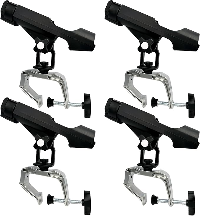 HiUmi Fishing Boat Rods Holder with Large Clamp Opening 360 Degree Adjustable Fishing Rod Racks Folding Holder