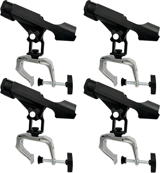 HiUmi Fishing Boat Rods Holder with Large Clamp Opening 360 Degree Adjustable Fishing Rod Racks Folding Holder