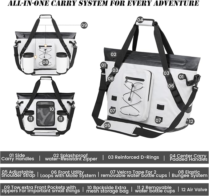 MORXPLOR Insulated Fish Cooler Kill Bag with Flat Bottom-26x18 31x14 40x16 50x18 60x20 70x25 Inches Waterproof Fishing Tackle Kill Cooler Bag