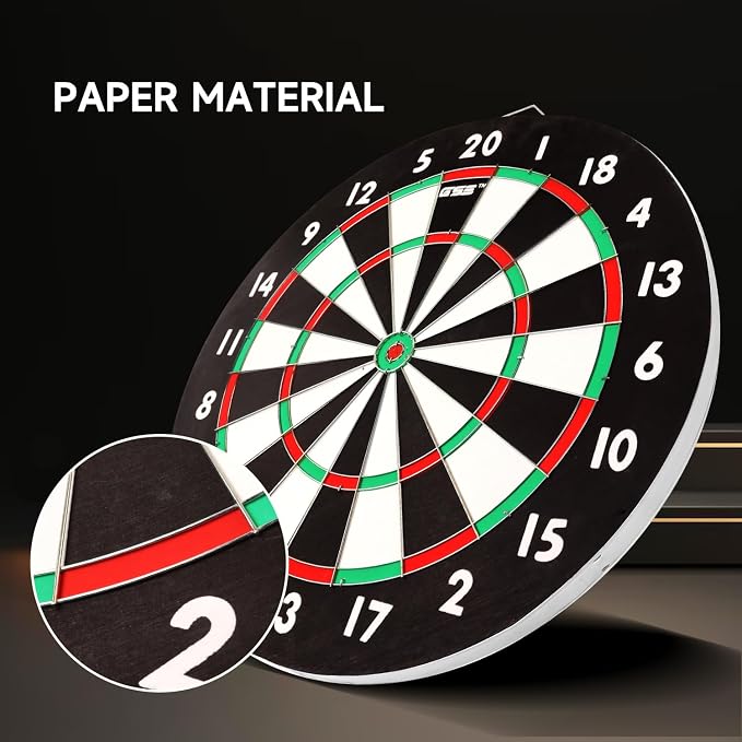 GSE Games & Sports Expert 18" Regulation Size Steel Tip Dartboard Game Set. Excellent Bristle/Sisal, Paper Baseball, Bullseye, Dart Board Game Set (Several Styles Available)