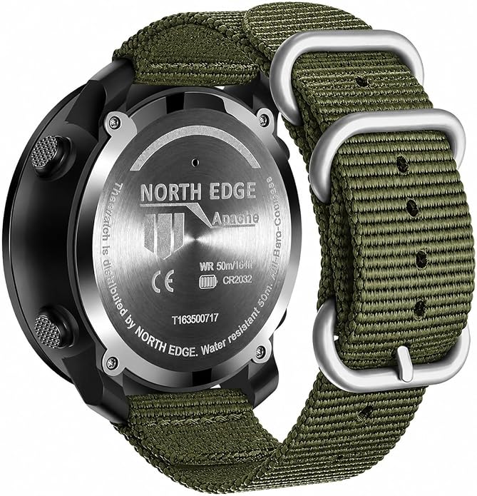 NORTH EDGE Apache Men’s Digital Tactical Watch, Outdoor Sports Watch with Compass, Altimeter, Barometer, Pedometer, Weather Trend, EL Backlight, 50M Water Resistant Hiking Watch