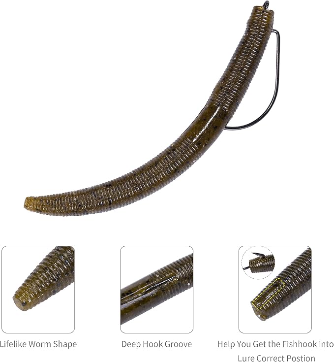 4"/5" Senko Worms Kit, Salt Impregnated Soft Plastic Lures | 30/50/78/100 Wacky Worms for Bass Fishing, Freshwater & Saltwater Applications,Artificial fishing bait