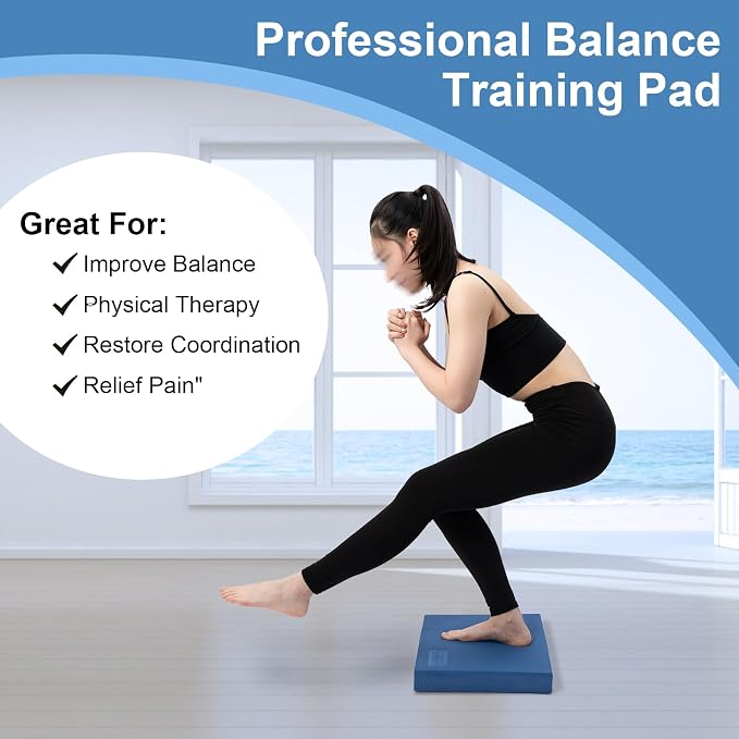 StrongTek Balance Pad and Plantar Fasciitis Stretcher Set – High-Density Foam Exercise Pad & Foot Stretching Block for Balance Training, Physical Therapy, and Foot Pain Relief