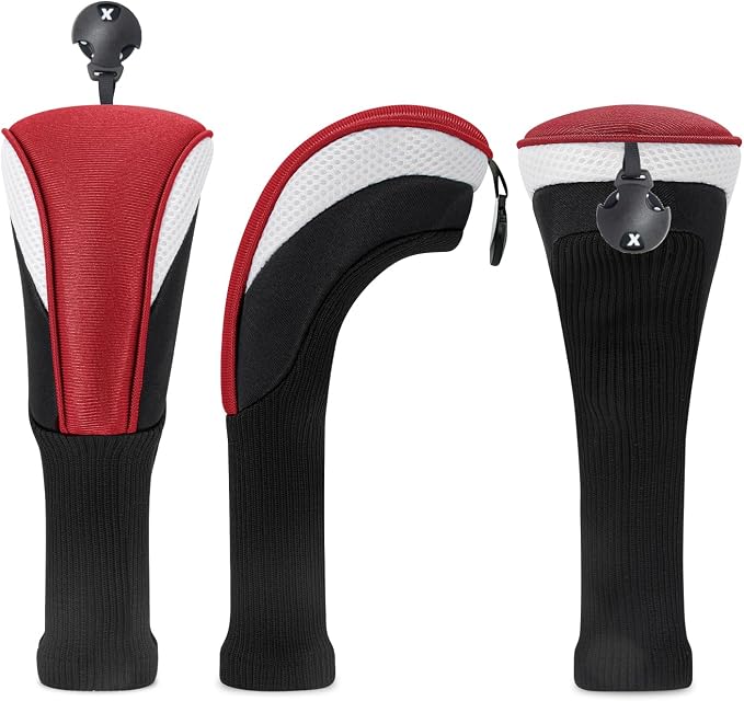 Golf Club Head Covers for Woods 3/4/5/6 Pieces Long Neck Mesh Sports Golf Club Headcovers Set with Interchangeable No. Tags 3 4 5 6 7 X Golf Accessories for Men Women