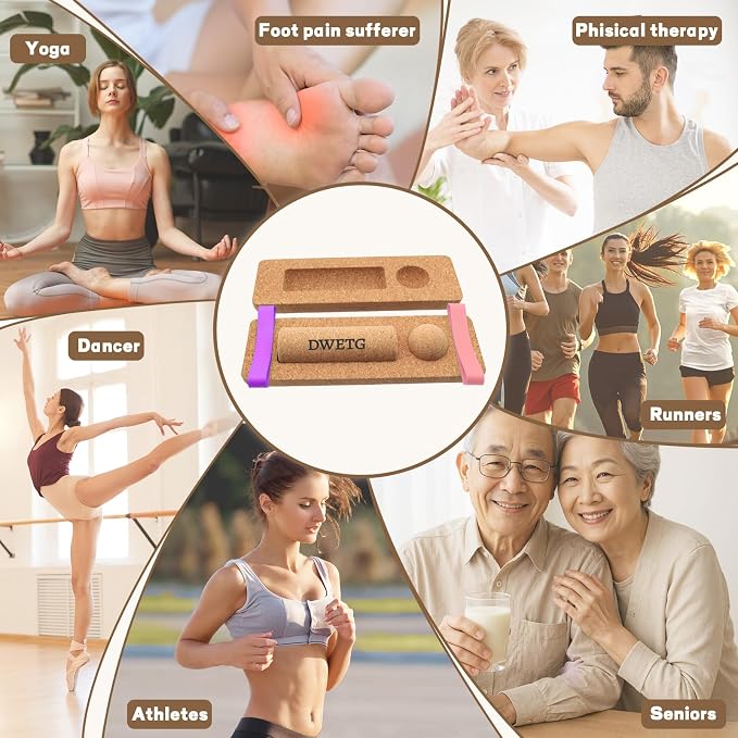 Premium Cork Balance Board for Foot Recovery & Mobility, Professional Foot Strengthening & Balance Training Kit for Plantar Fasciitis Relief, Physical Therapy & Stability