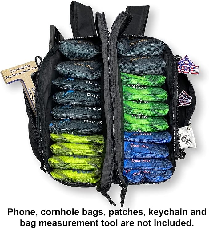 ACE PRO Cornhole Backpack with ACE Patch - Holds Up to Six Cornhole Bag Sets (Up to 24 Bags)