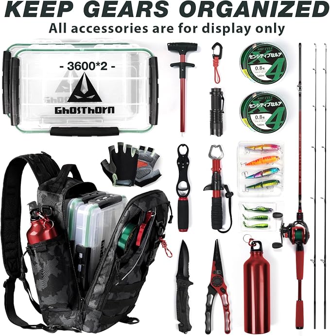 Ghosthorn Fishing Backpack Waterproof Tackle Bag Sling Bag Gift