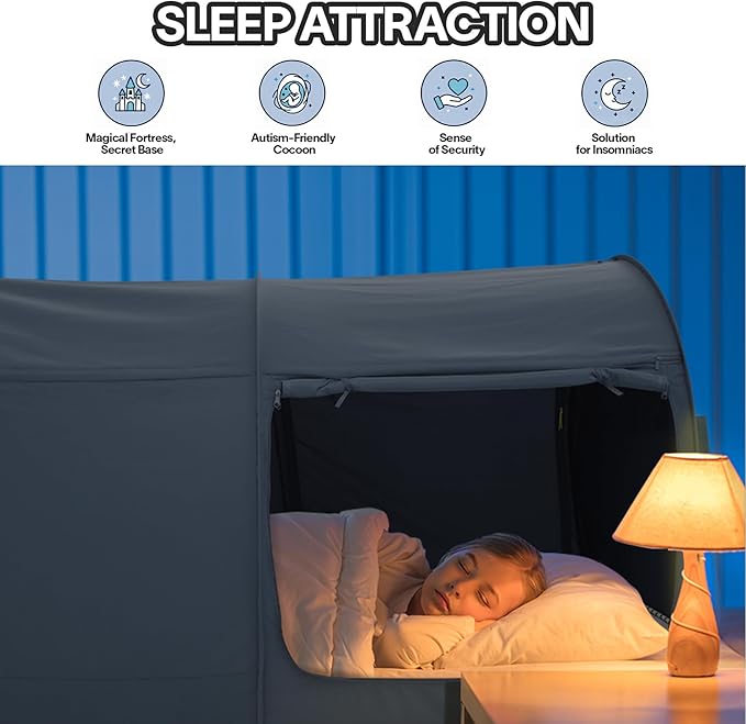Alvantor® Bed Tent Queen Blackout Sleeping Tent Bed for Adults Queen Size Beds Canopy Pop Up Indoor Tents Portable Dream Privacy Tents for Beds (Mattress Not Included)