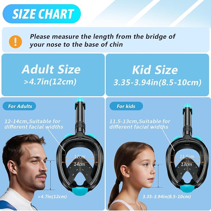 Greatever G2 Full Face Snorkel Mask for Adults Kids, 2 Pcs Snorkeling Set with Foldable Design, Dry Top System, 180° Panoramic View, Anti-Fog & Anti-Leak, Safe Breathing with Camera Mount Included
