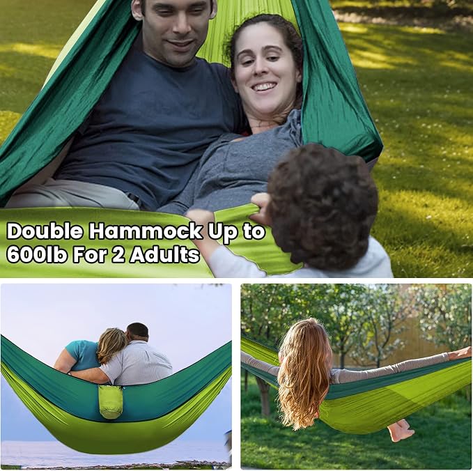 Camping Hammock with Mosquito Net & Rain Fly Tent Tarp & Tree Straps Portable Strong Nylon Hammock Parachute Tent w/Storage Bag for Camping Hiking Backyard Outdoor Backpacking Travel