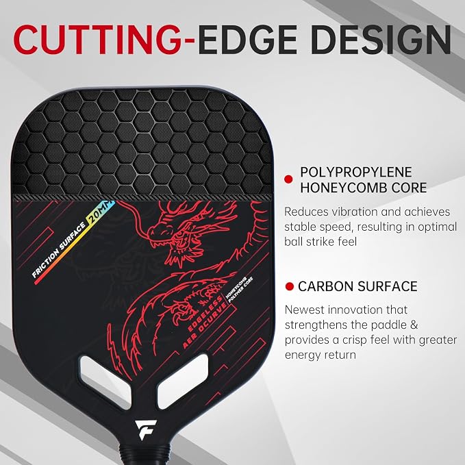 Pickleball Paddle T700 Carbon Fiber | 20mm Thickness | Thermoformed Pickleball Paddle with Aerodynamic Design Used for tournaments, Power & Control & Spin Max | Edgeless Design